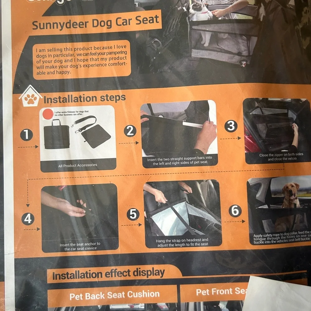 Sunnydeer dog car seat/booster seat for pets up to 45 lbs